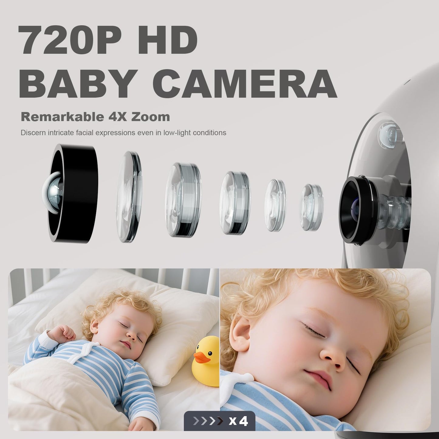 Baby Monitor with Camera and Audio - 5 inch 720P Video Baby Monitor, No WiFi, 48H Battery Life, Night Vision, Two Way Talk, Remote Pan Tilt Zoom, Thermal Monitor,1000 ft Range (530)
