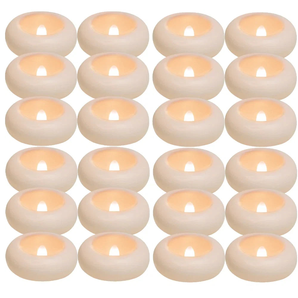 12/24 Pack Waterproof Flameless Floating Tealights Candle Electric Flickering LED Candles For Wedding Party Pool&SPA Home Decor