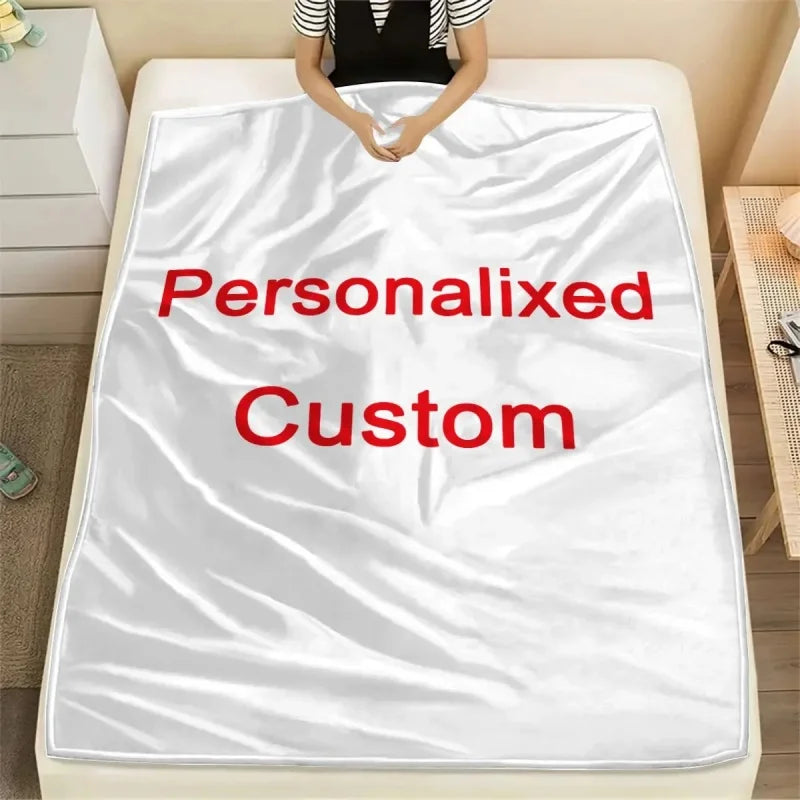 1 Piece of Customized Personalized Blanket Upload Pictures DIY Flannel Blanket,Customized Warm Photos, Soft and Warm