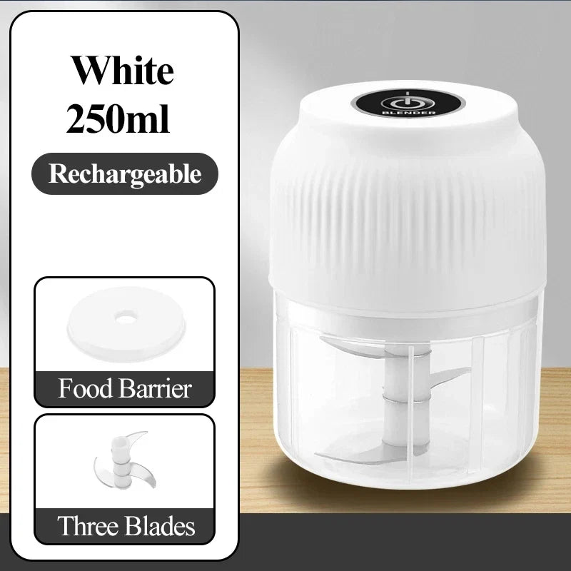 250ml Mini Wireless USB Rechargeable Electric Vegetable Chopper Garlic