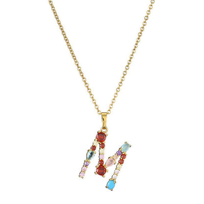 GEMSTONE LETTER NECKLACE