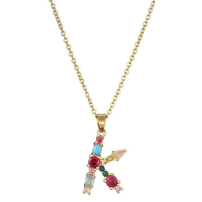 GEMSTONE LETTER NECKLACE