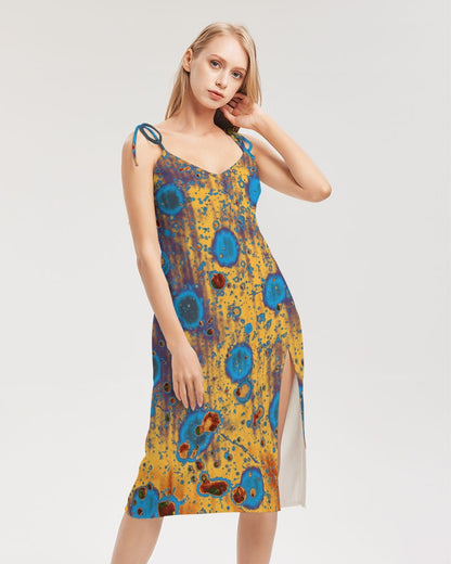 PEACOCK DESIGN BY FLIPSTYLEZ  Women's Tie Strap Split Dress