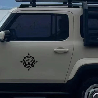 Camping Compass Stickers, Mountains and Woods, Car Stickers, Vinyl