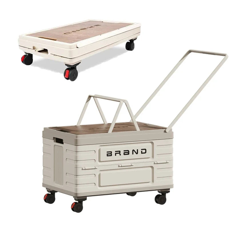 360° Rotating Foldable Storage Cart – Heavy-Duty Mobile Organizer with