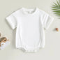 Baby Boy Girl Solid Color Short Sleeve Bubble Romper Oversized T-Shirt Bodysuit Top Summer Baby Jumpsuits Clothes