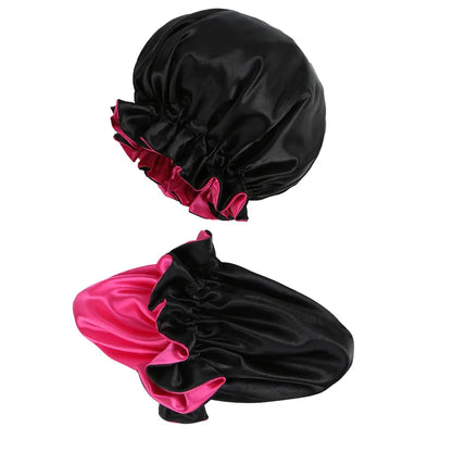 3pcs Reversible Elegant Satin Sleep Bonnets with Ruffled Design