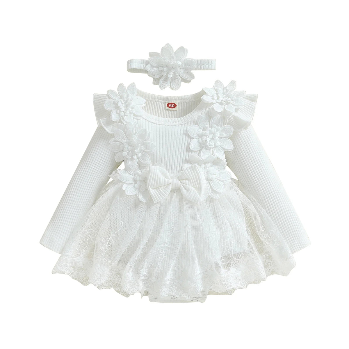3D Flower Summer Baby Girls Romper Princess Mesh Newborn Clothes Lace