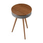 CoolGeek R1 Bluetooth Speaker Side Table with Wireless Charging, Natural Wood Smart Nightstand, 5.3 Bluetooth HiFi Stereo Sound,
