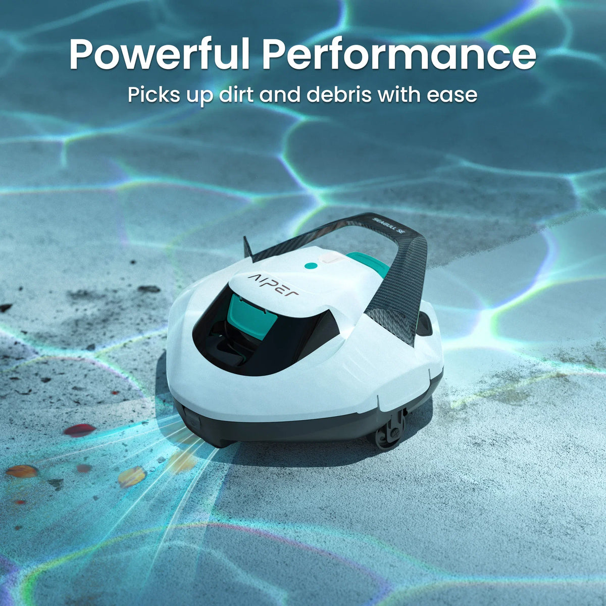 Seagull SE 2025 AIPER Cordless  Pool Robot Cleaner with 1200GPH Strong Suction, 90 Mins Runtime, LED Indicator,Pool Vacuum for Above-Ground Pool up to 40 Feet, Refurbished,White