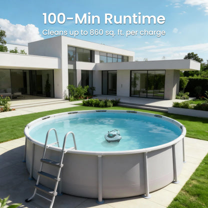 Seagull SE 2025 AIPER Cordless  Pool Robot Cleaner with 1200GPH Strong Suction, 90 Mins Runtime, LED Indicator,Pool Vacuum for Above-Ground Pool up to 40 Feet, Refurbished,White