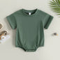 Baby Boy Girl Solid Color Short Sleeve Bubble Romper Oversized T-Shirt