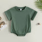 Baby Boy Girl Solid Color Short Sleeve Bubble Romper Oversized T-Shirt Bodysuit Top Summer Baby Jumpsuits Clothes