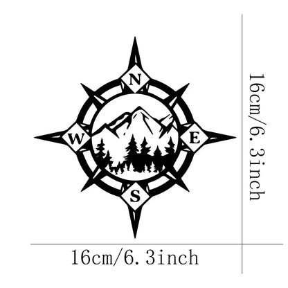 Camping Compass Stickers, Mountains and Woods, Car Stickers, Vinyl