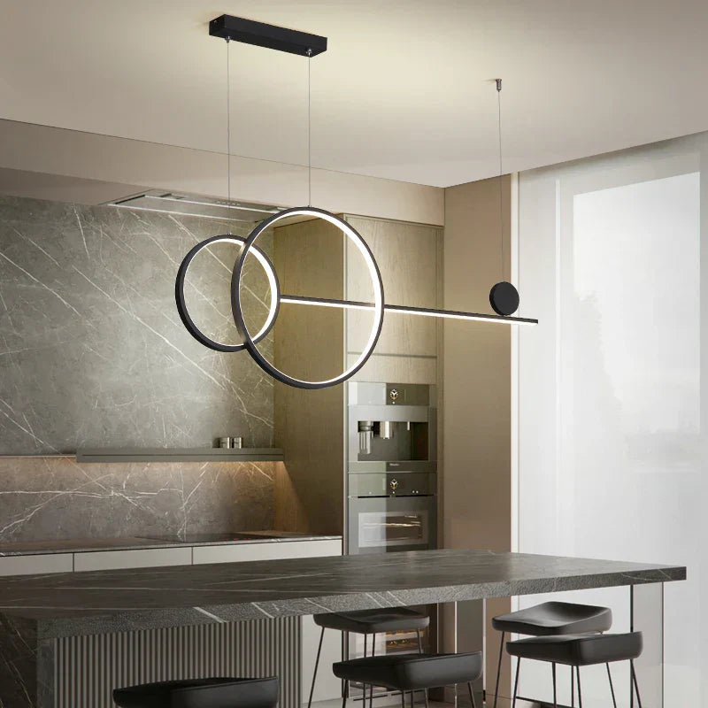 DecorBites™ Linear Ring Chandelier | LED Kitchen Island Dining Room Lighting Fixtures