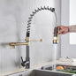 DecorBites™ LED Light Rose Gold Kitchen Faucet with Pull Down Spring Swivel Spout