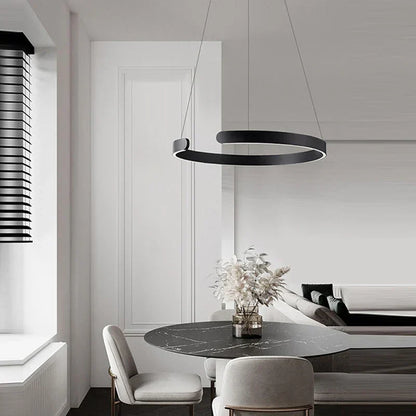 DecorBites™ LED Chandelier: Round Rings Pattern, Gold, Modern Design for Living, Dining, Bedroom, Kitchen.
