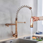 DecorBites™ LED Light Rose Gold Kitchen Faucet with Pull Down Spring Swivel Spout