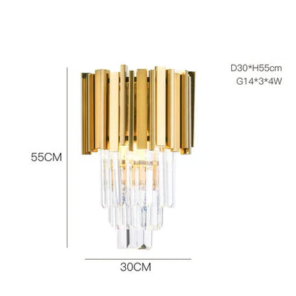 DecorBites™ Golden Stainless Steel Crystal Chandelier for Elegant Foyer Lighting