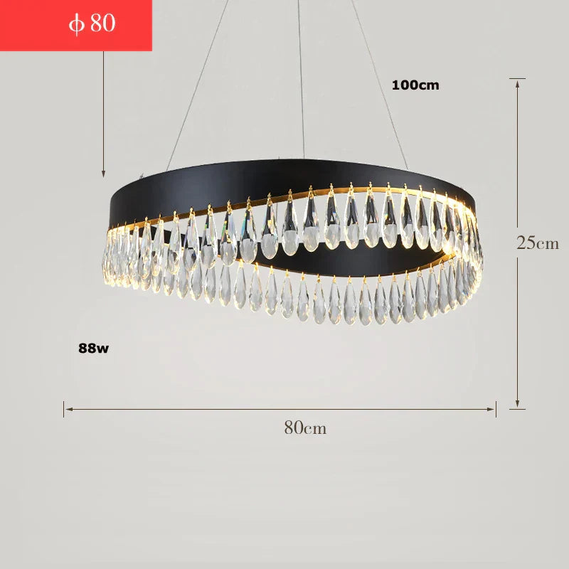 DecorBites™ Golden Crystal Stainless Steel Chandelier for Dining Room