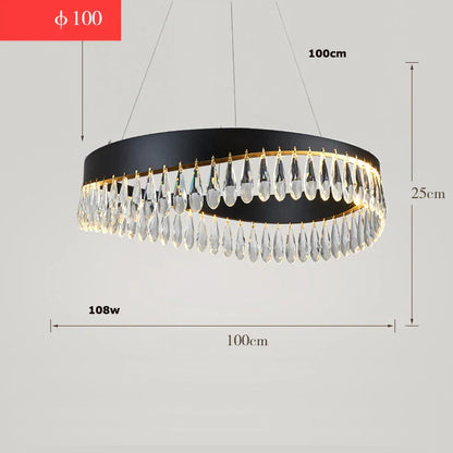 DecorBites™ Golden Crystal Stainless Steel Chandelier for Dining Room