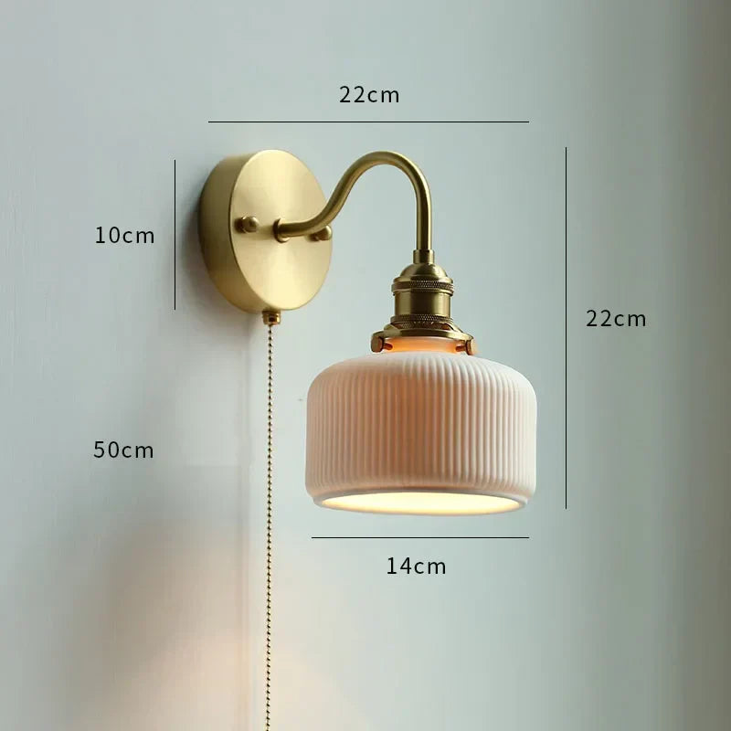 DecorBites™ Glass Copper LED Wall Lights with Pull Chain Switch for Home Bedroom Bathroom Mirror