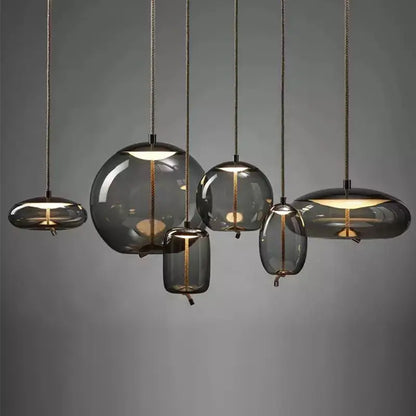 DecorBites™ Hemp Rope Knot Pendant Lights - Suspendu Glass Hanging Lamp