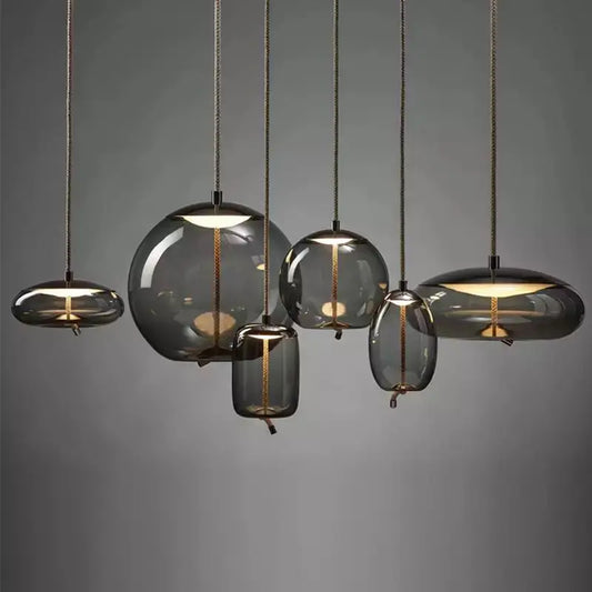DecorBites™ Hemp Rope Knot Pendant Lights - Suspendu Glass Hanging Lamp