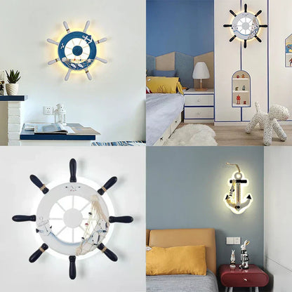 DecorBites™ Kids LED Ship Rudder Wall Light - Mediterranean Decor Ocean Theme