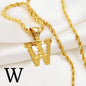 Anniyo A-Z Letters Necklaces Gold Plated Initial Pendant Rope Chain