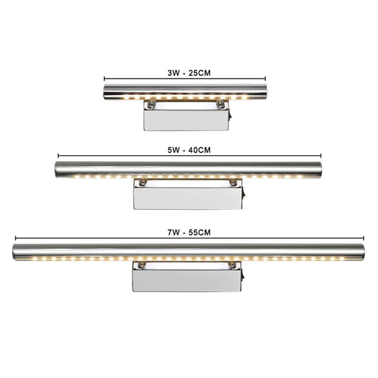DecorBites™ LED Bathroom Wall Light Stainless Steel Makeup Mirror Lamp Fixtures