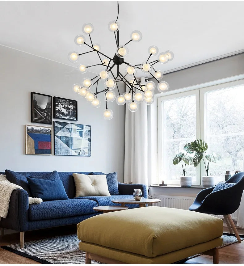 DecorBites™ LED Firefly Chandelier: Modern Tree Branch Ceiling Lamp for Stylish Home Decor