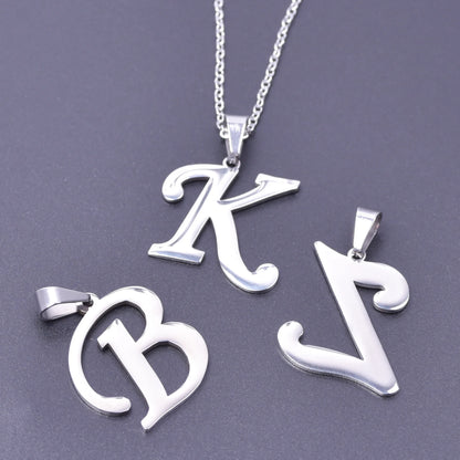 26 Letters Necklace Stainless Steel Initial Necklaces Pendant Big