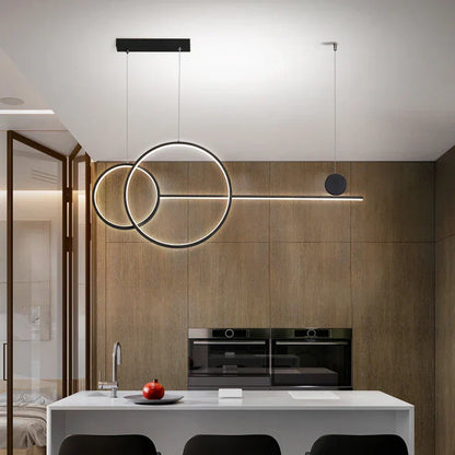 DecorBites™ Linear Ring Chandelier | LED Kitchen Island Dining Room Lighting Fixtures