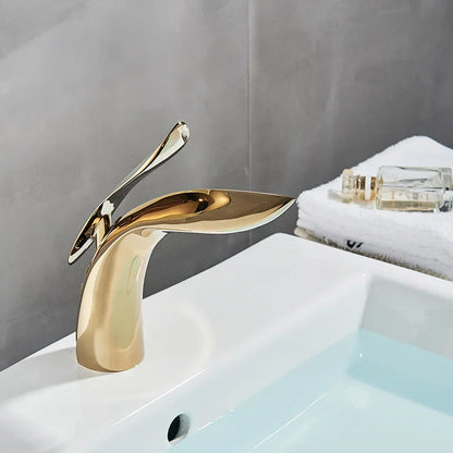 DecorBites™ Golden Rose Bathroom Faucet Waterfall Basin Mixer Taps - Luxury Single Hole