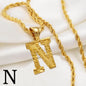 Anniyo A-Z Letters Necklaces Gold Plated Initial Pendant Rope Chain