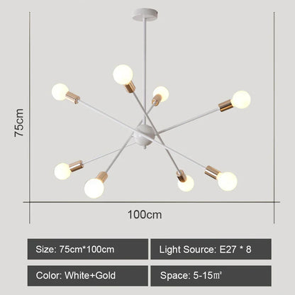 DecorBites™ LED Ceiling Chandelier: Modern & Industrial Sputnik Style for Living Room & Bedroom