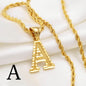 Anniyo A-Z Letters Necklaces Gold Plated Initial Pendant Rope Chain