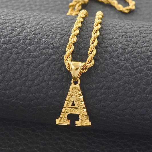 Anniyo A-Z Letters Necklaces Gold Plated Initial Pendant Rope Chain