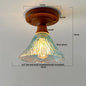 DecorBites™ Green Glass LED Ceiling Lamp Nordic Wood Copper Ceiling Lights