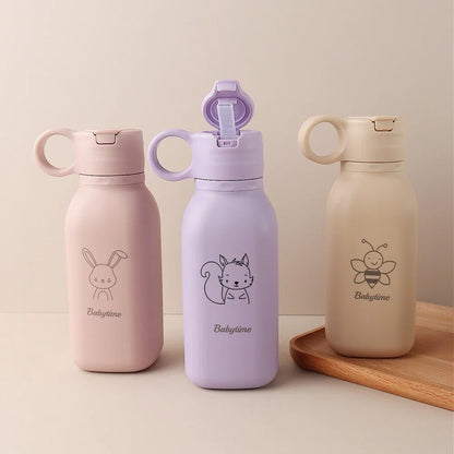 450ML Custom Name Silicone Straw Cup, Personalized Cartoon Pattern Water Bottle, Leakproof Sports Water Bottle for Kids Adults