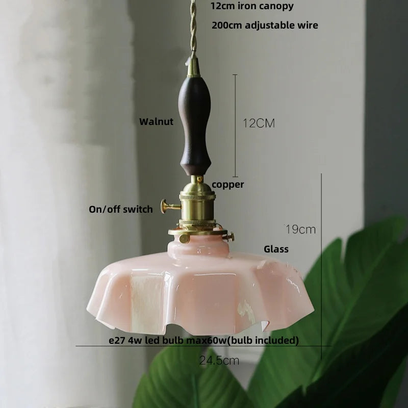 DecorBites™ Green Flower Glass Pendant Light - Modern Kitchen Bar Restaurant Hanging Lamp