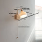 DecorBites™ Glass Pink LED Wall Sconce, Pull Chain Switch, Walnut Wood Bedside Lamp