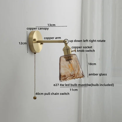DecorBites™ Glass Copper LED Wall Lamp Sconce for Corridor Bedroom Living Room
