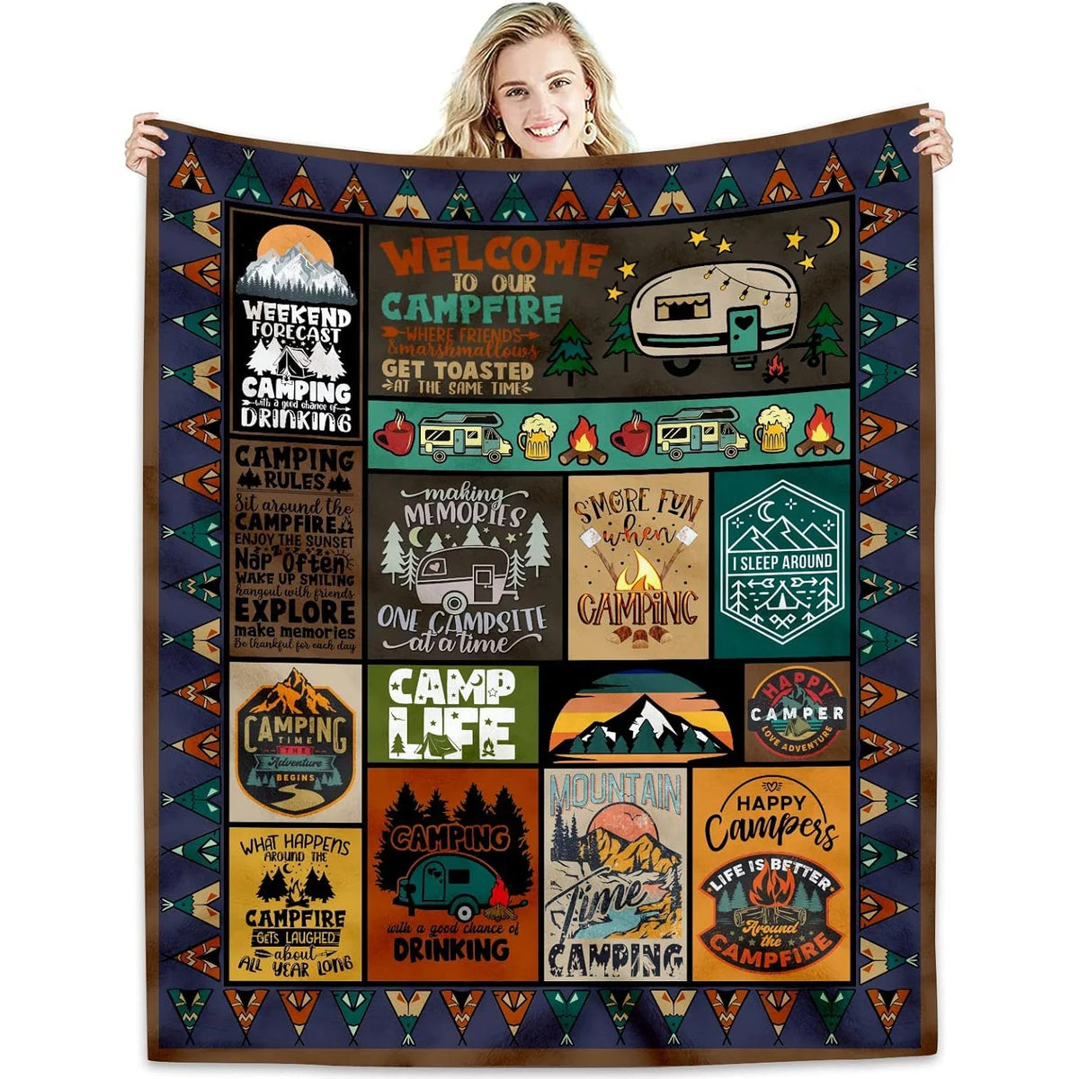 Camping Blanket for Camping Enthusiasts, Creative Gifts for Men or