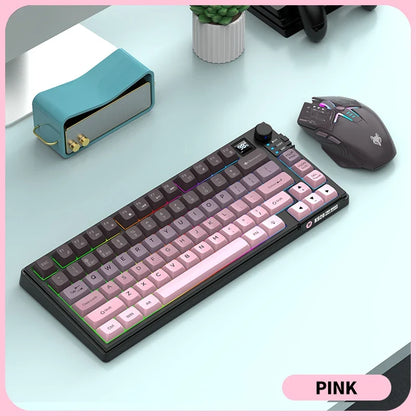Premium Dual-Modes 2.4G+Bluetooth Keyboard Mouse Combo Rechargeable Keyboard With Display Screen & Knob For PC Computer Tablet