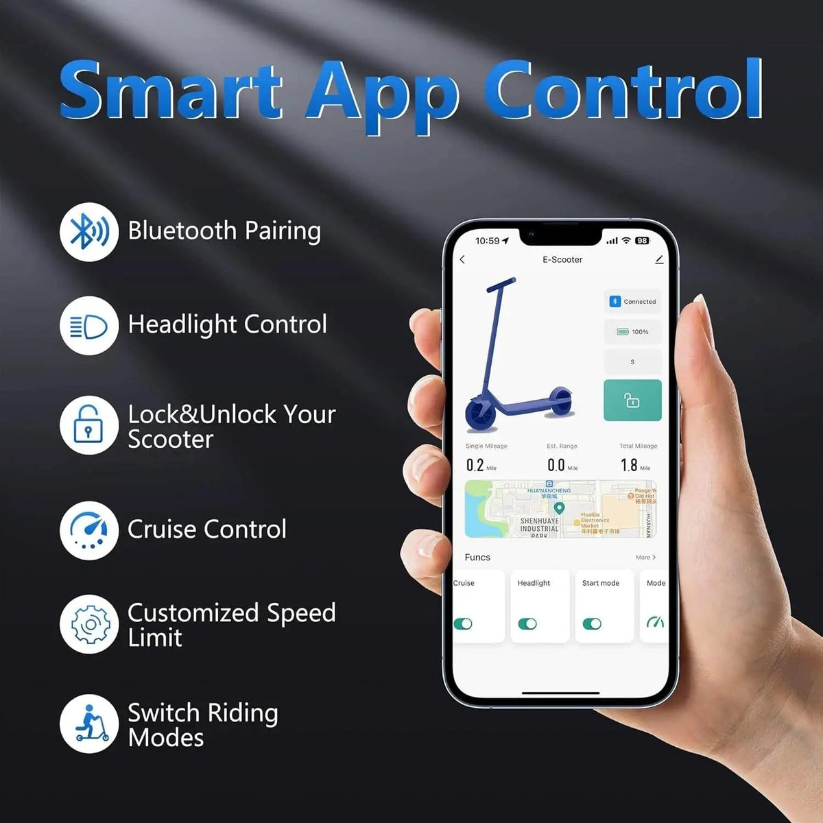 Aovopro Esmax Electric Scooter 500W 22mph Adult APP Smart Scooter