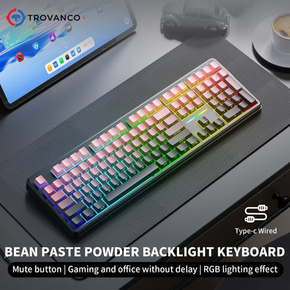 V108 Bluetooth Keyboard  Office Low Noise 2.4G Wired&Wireless Full Layout with RGB Backlit Membrane