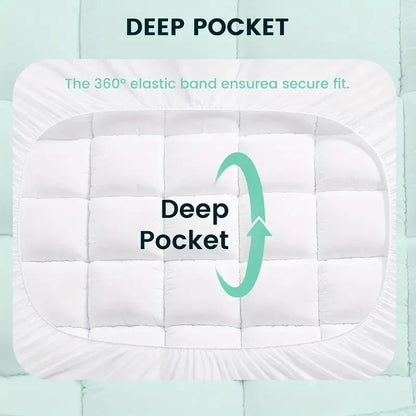 HGETVE Extra Thick Mattress covers  Topper 1000Gsm Cooling Noiseless Breathable Fitted 8-21 Deep Pocket Machine Washable