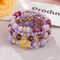 4pcs Boho Crystal Beads Chain Bracelet Set for Women Vintage Heart
